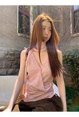 チョーカーVネックラップノースリーブTシャツ