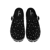RELABEL Suede Cowhide Ring-Studded Pearl-Trimmed Toe-Cap Mule: Custom Metal Buckle, Relaxed Commuter Birkenstock-Style Sandals