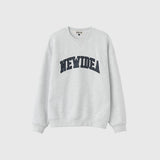UNISEX NEWIDEA アップリケ刺繍オーバーサイズスウェット [WHITE MELANGE GREY]