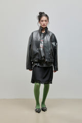 High-neck Leather Jacket_Black