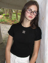 Logo Silver Embroidered Slim Fit T-shirt ( 2 colors )