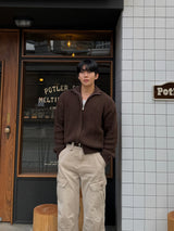 フォールドコップニットジップアップ