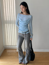 Melbourne shirred layered long-sleeve tee