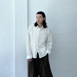 Textured Grid Crinkle Shirt