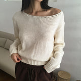 Zar off-shoulder lip neck loose fit semi-cropped knitwear