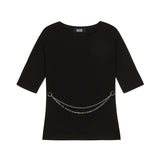[ULKIN] ダブルチェーンタイトTシャツ_ブラック