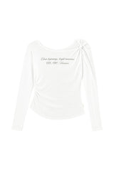 Powder sheer ribbon long sleeve, White
