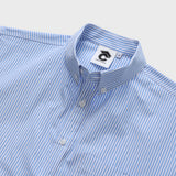 Blue Stripe Pocket short-sleeved Shirt [Unisex]