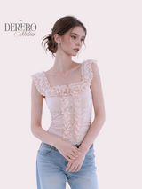 Peach Chiffon Frill Blouse