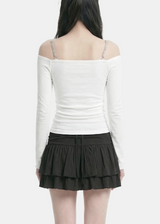Lauren Check Frill Lace Button T-shirt