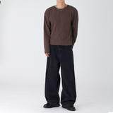 リバースバンドカットワイドデニムパンツ