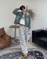 Piece Washed Crop Denim Jacket