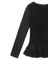 Glossy Frill Top _ BLACK