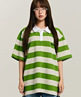 939 SMALL LOGO POLO T-SHIRTS (GREEN/OATMEAL)