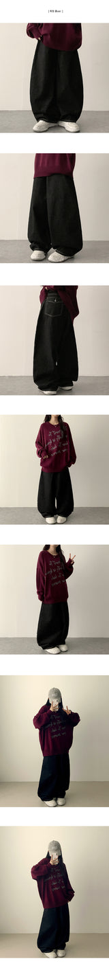 [Short & Basic Selection*] Ig バックポケットバルーンフィット 生地デニムワイドパンツ