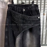 Wrap washing wide denim-PT