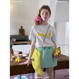 Riverstone Plus Blurred Fruit Print Women Ice Cool Antibacterial Loose Short Sleeve T-Shirt, New Summer Tee