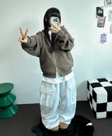 シープ/  ストリング 🐑カーゴヒップパラシュートバルーンロングパンツ🤍🩶🖤3カラー