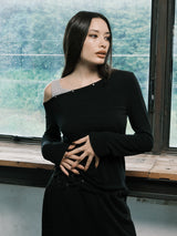 アイレットオフショルダー L/S (BLACK)