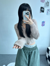 ANGORA CROP HOOD ZIP-UP🖤🩷💛🤎💚 - 6 COLORS