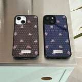 [MADE][Magsafe Glass Bumper Case] バラ刺繍ニットケース Rose Embroidered Knit Case Navy