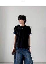 [1+1] クロップレイヤード半袖Tシャツ