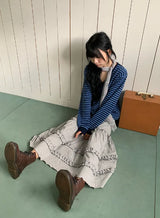 Jibram Frill Tiered Flower Banding Long Skirt