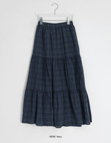 Konomi Check Banding Long Skirt