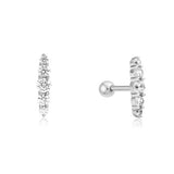 silver bar barbell single piercing rhodium plating + 925 silver E070-06H