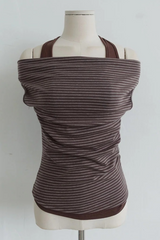 HALTER-STRAP DRAPED OFF-SHOULDER TOP (3COLORS!)