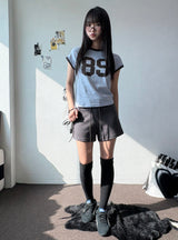Cheery Number Raglan Crop Tee 3color