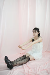 ribbon pattern over knee socks (black)