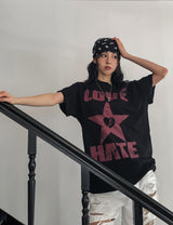ヘイトラブプリンティングオーバー半袖Tシャツ