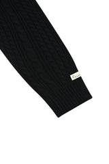 collar knit zip-up [black, ivory]