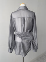 More Tencel See-Through Wrap Blouse