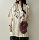 フェイスハートボクシーフィット半袖Tシャツ