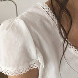 Melots Lace Waist Ribbon Short Sleeve Blouse (3 Colors) – Date Look