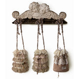 rose island Autumn Harvest Basket Lace-Trimmed Cotton Printed Bucket Bag, Usable Inside and Out
