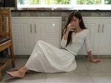 Shirring Cotton Maxi Skirt (White)