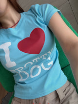 Love Blue Cotton Short Sleeve T-shirt