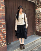 プアン ハイネック ボタンニットカーディガン