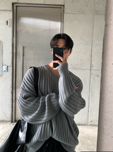  Isabelle Vienna V-Neck Loose Fit Ribbed Long Sleeve Knit