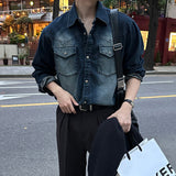 LMN Sydney Western Brush Oversized Fit Denim Shirt (4 colors)