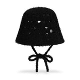 VA カーブオーバル メタル ニット パンチング バケットハット / Black