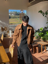 Velvety Suede Padded Jacket (2 Colors)