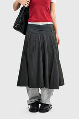 Fab Button Flare Long Skirt