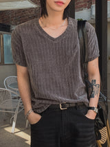 [1+1]Robert Velour V-neck short sleeve T-shirt