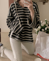 Striped fleece hood
