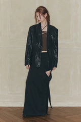 CUT-OUT LONG SKIRT black