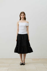SHERRY UNBALANCE SHIRRLING TOP / WHITE
